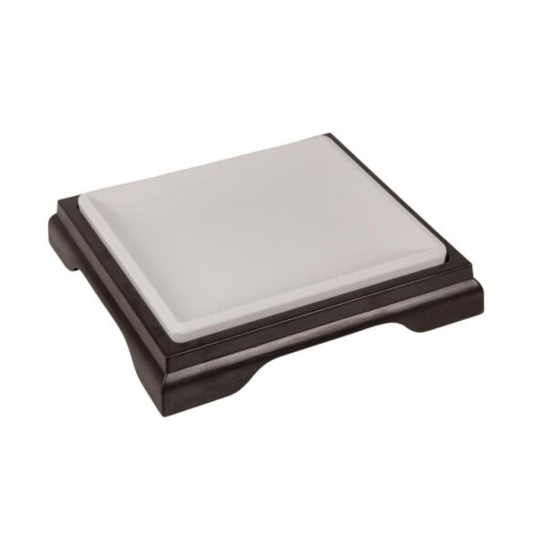 globy melamin altlıklı beyaz sunum tabağı 25×23×7 cm