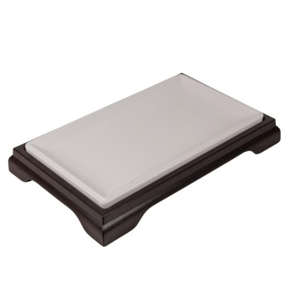 globy melamin altlıklı beyaz sunum tabağı 38×23×5 cm