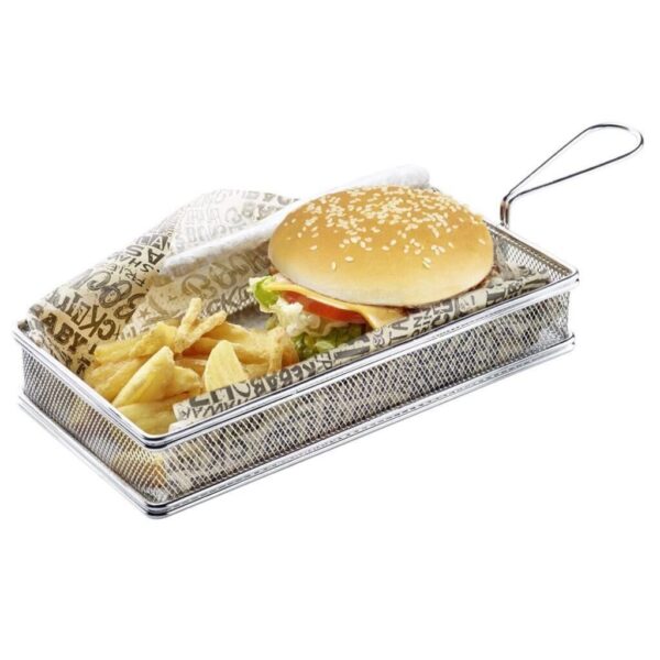 globy metal cipslik, patates ve atıştırmalık sunum sepeti 21.5x10.5 cm